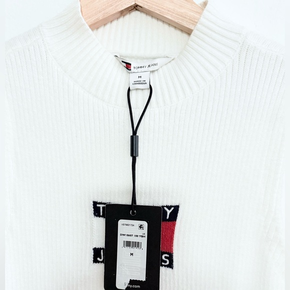 Tommy Jeans by Tommy Hilfiger Sleeveless Mini Sweater Dress Ancient White SZ M - Picture 5 of 5